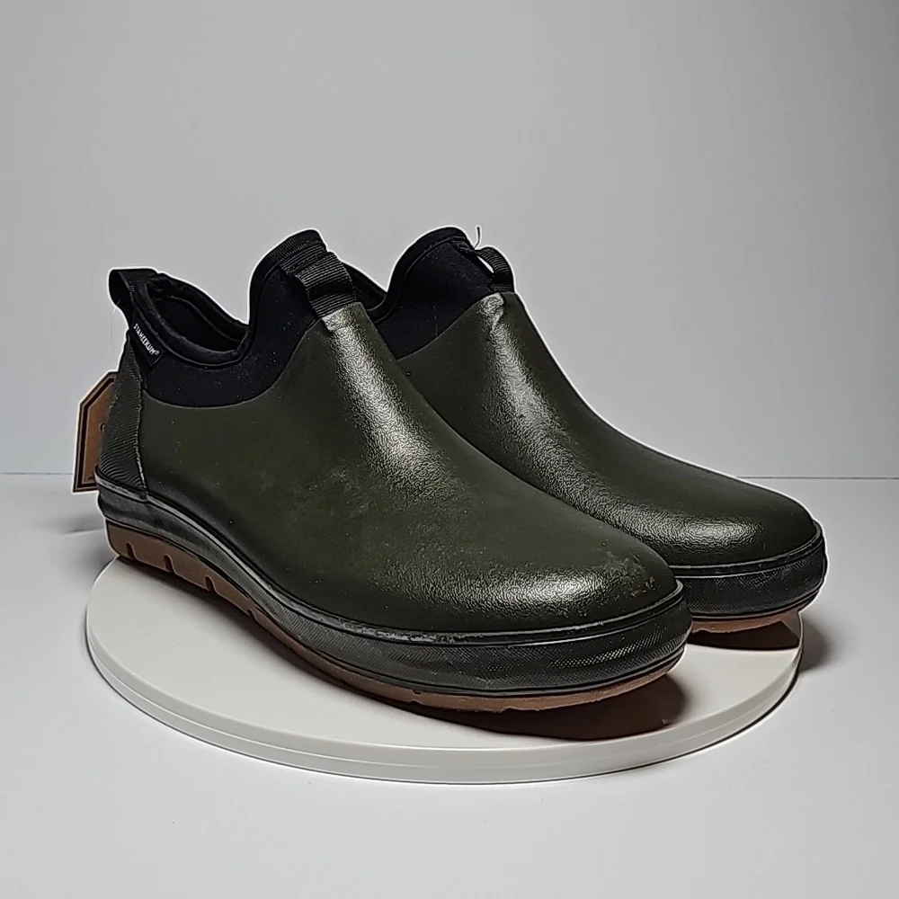 NWT Staheekum Men's Waterproof Neoprene Ankle Rain Boot Olive Green Black 10